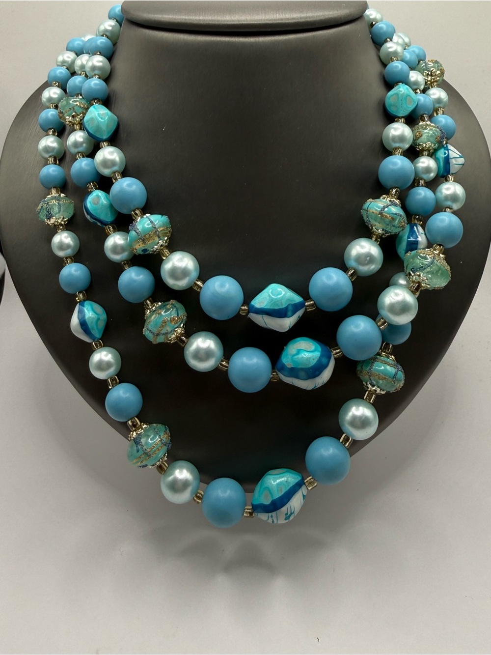 Vintage Turquoise Multi-Strand Beaded Necklace - Unbranded